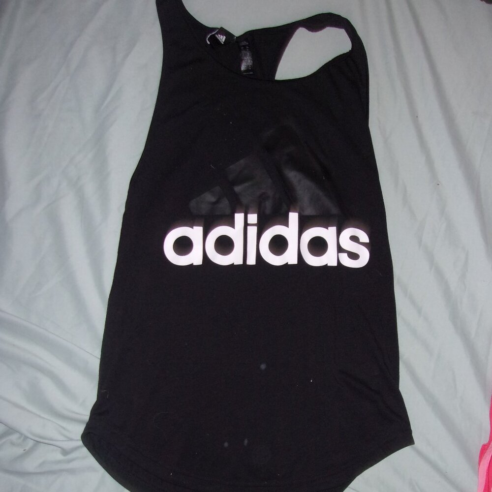adidas size extra small womans athletic tank top racer black  gym work out